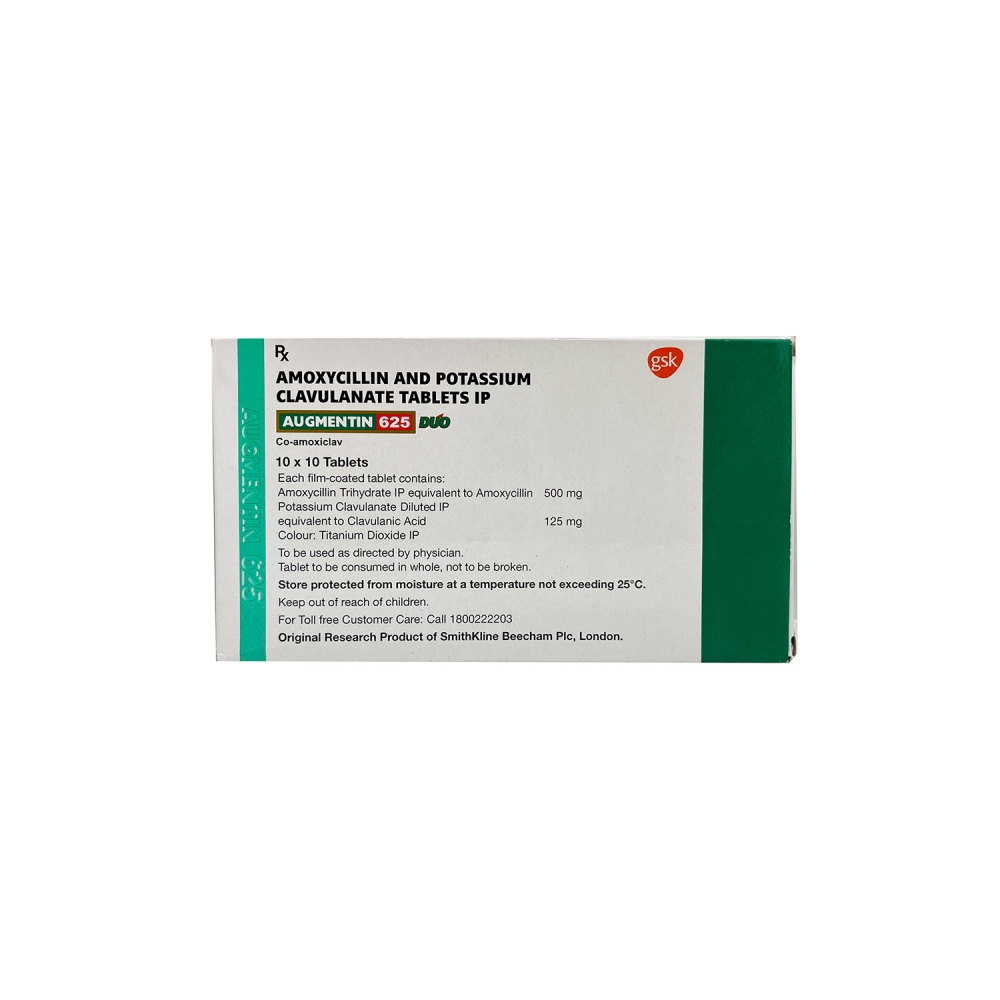 AUGMENTIN 625 (Амоксициллин + Клавулановая кислота / Amoxicillin + Potassium clavulanate) GlaxoSmithKline